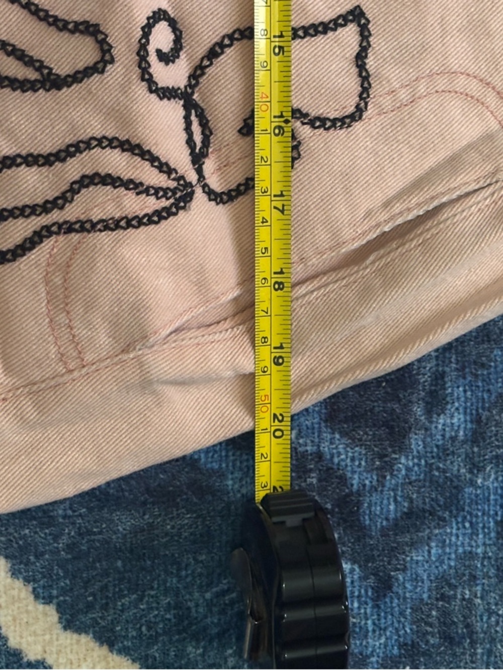 POL Peach Pants with Black Embroidered Floral Detail - Picture 6 of 17